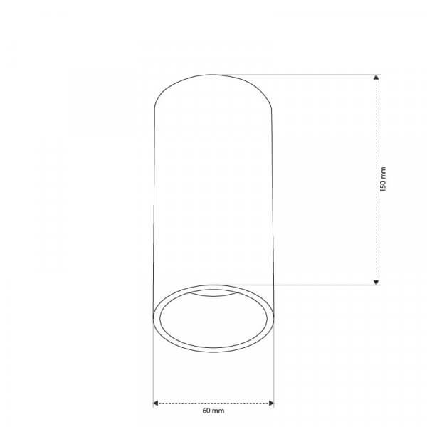 צילינדר צמוד תקרה גובה 150 לבן