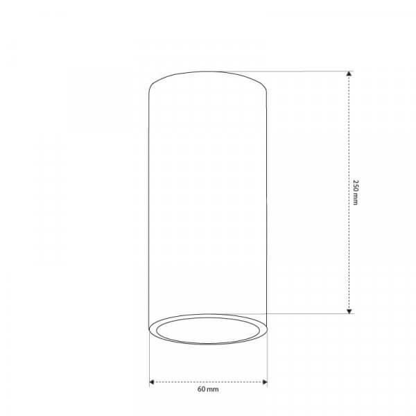 צילינדר צמוד תקרה גובה 250 מ"מ לבן